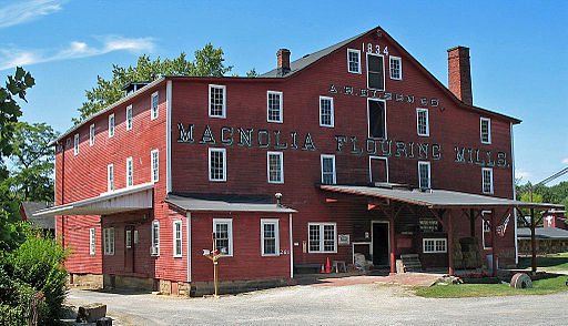 The Elson Family ran the Magnolia Flouring Mills for over 170 years and today visitors can request to tour this historic mill. Elson Family’s Magnolia Flouring Mills, Wikimedia Commons, Contributor: Sanfranman59, August 25, 2008.  This file is licensed under the Creative Commons Attribution-Share Alike 3.0 Unported, 2.5 Generic, 2.0 Generic and 1.0 Generic license.
